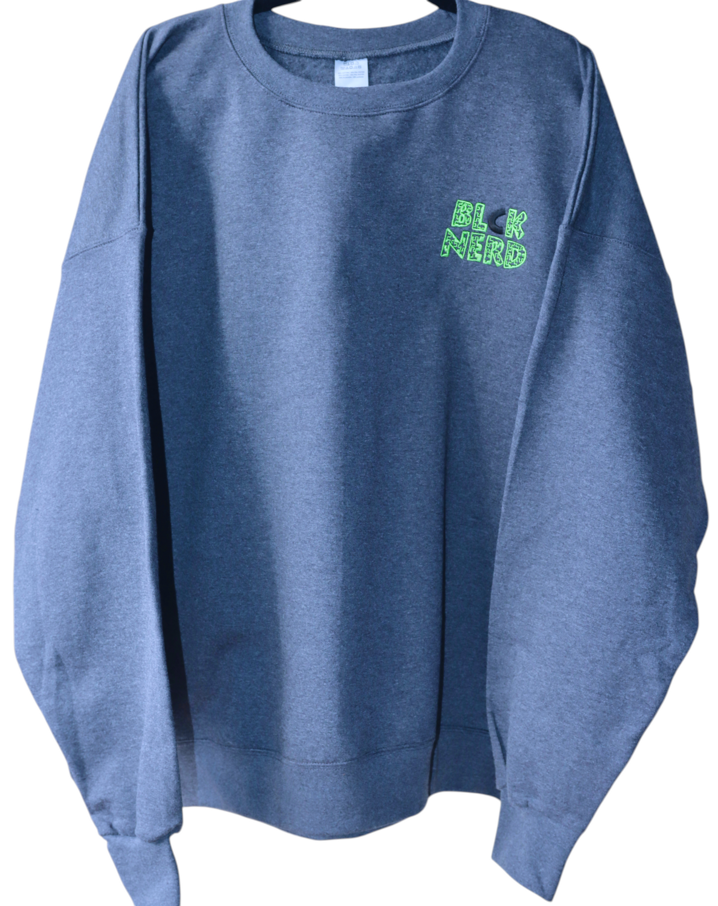 BLCK NERD CREWNECK BLOCK CHEST RTP BACK drk grey/lime/blk