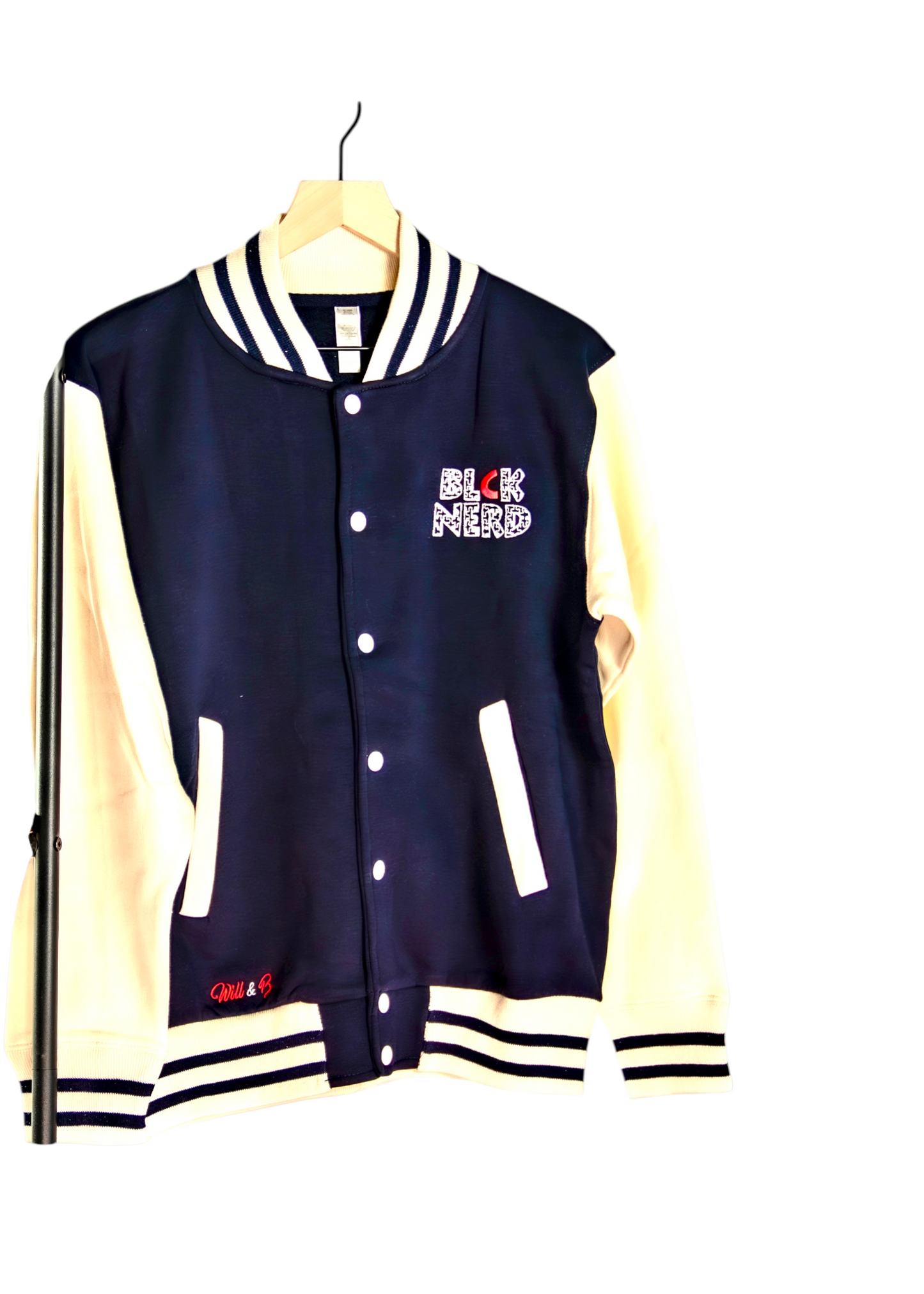 BN VARSITY JACKET FLORAL COTTN SLEEVES blcl/crm