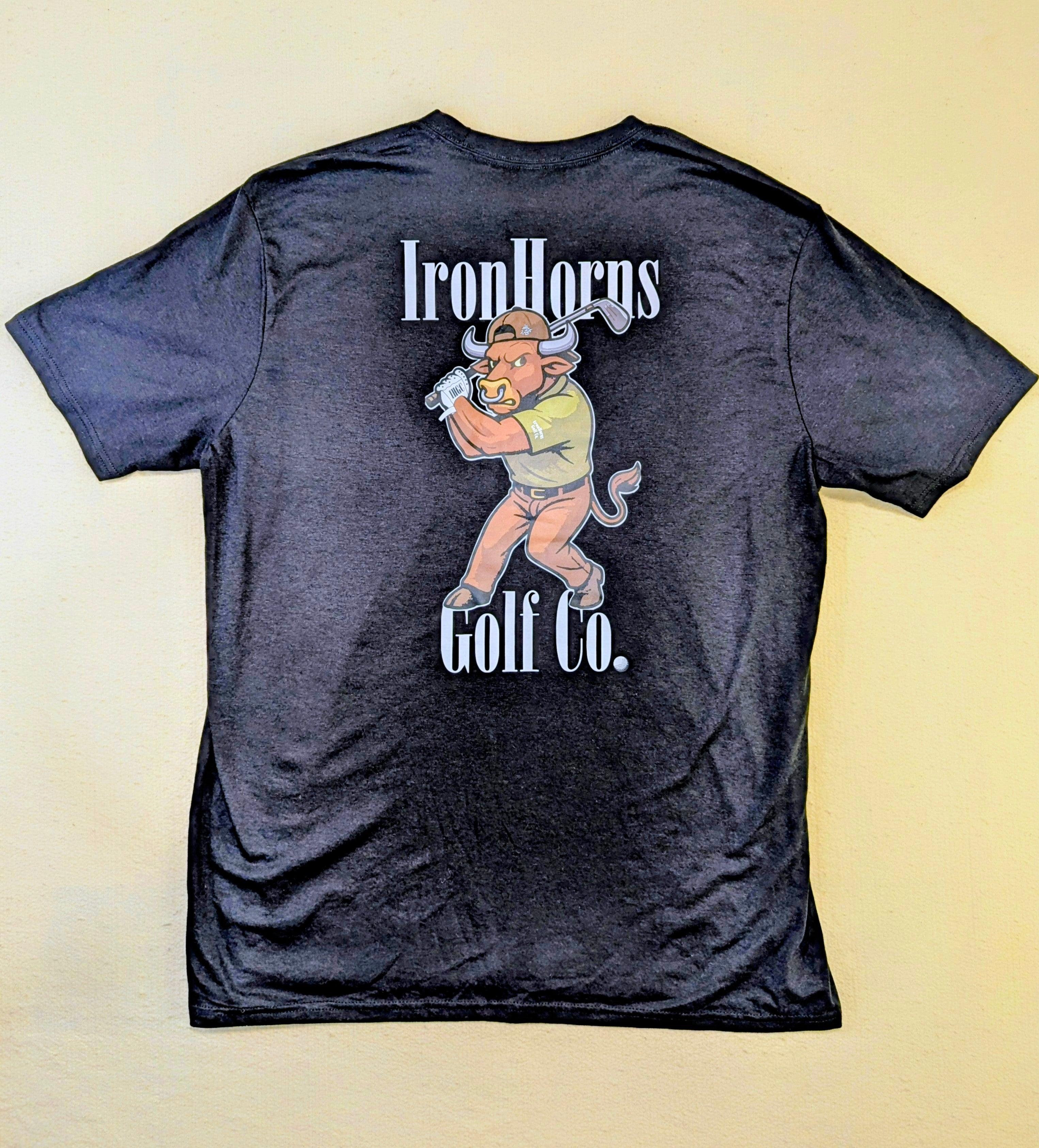 bn3 IRONHORNS GOLF CO. by BLCK NERD t-shirt blck front and back print