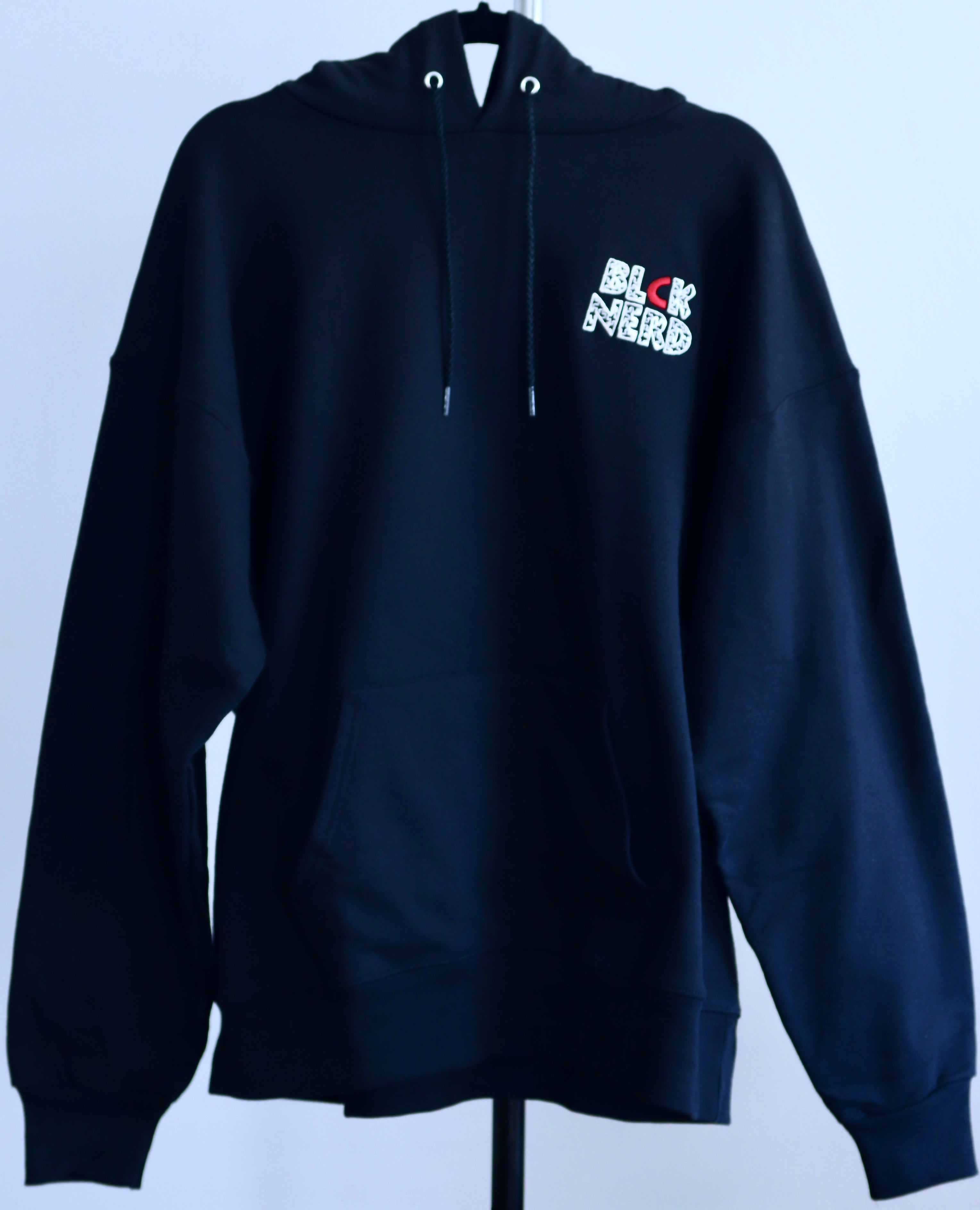 BLCK NERD BLOCK CHEST RTP BACK HOODIE blk/red/wht