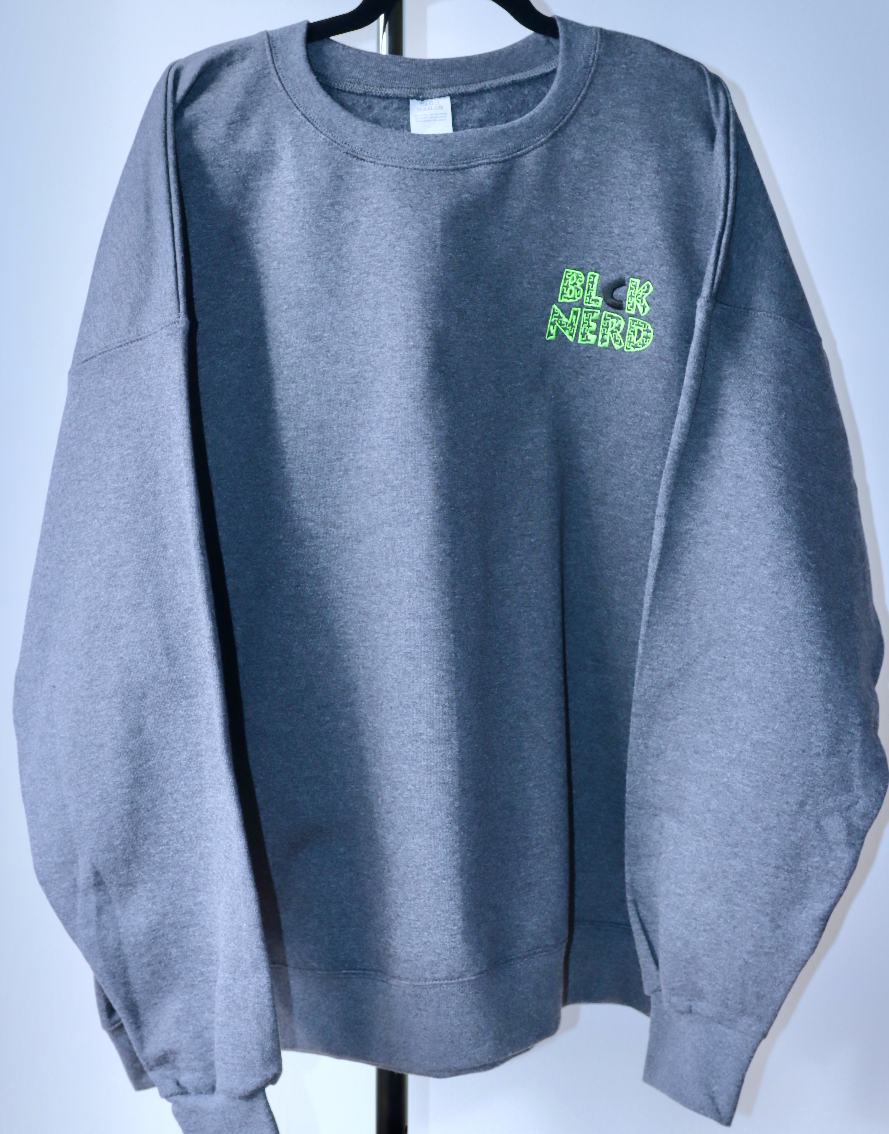 BLCK NERD CREWNECK BLOCK CHEST RTP BACK drk grey/lime/blk