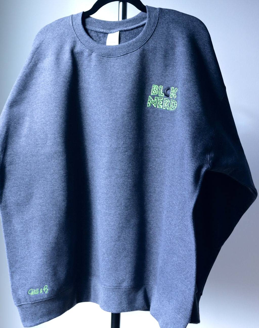 BLCK NERD BLOCK CHEST RTP BACK CREW NECK drk grey/lime/blck