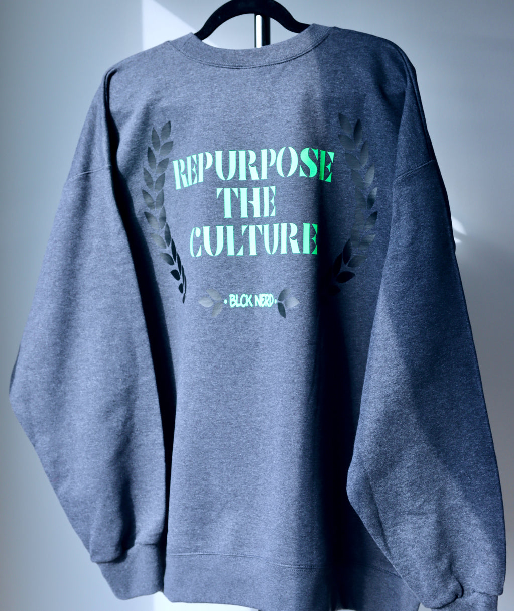 BLCK NERD CREWNECK BLOCK CHEST RTP BACK drk grey/lime/blk