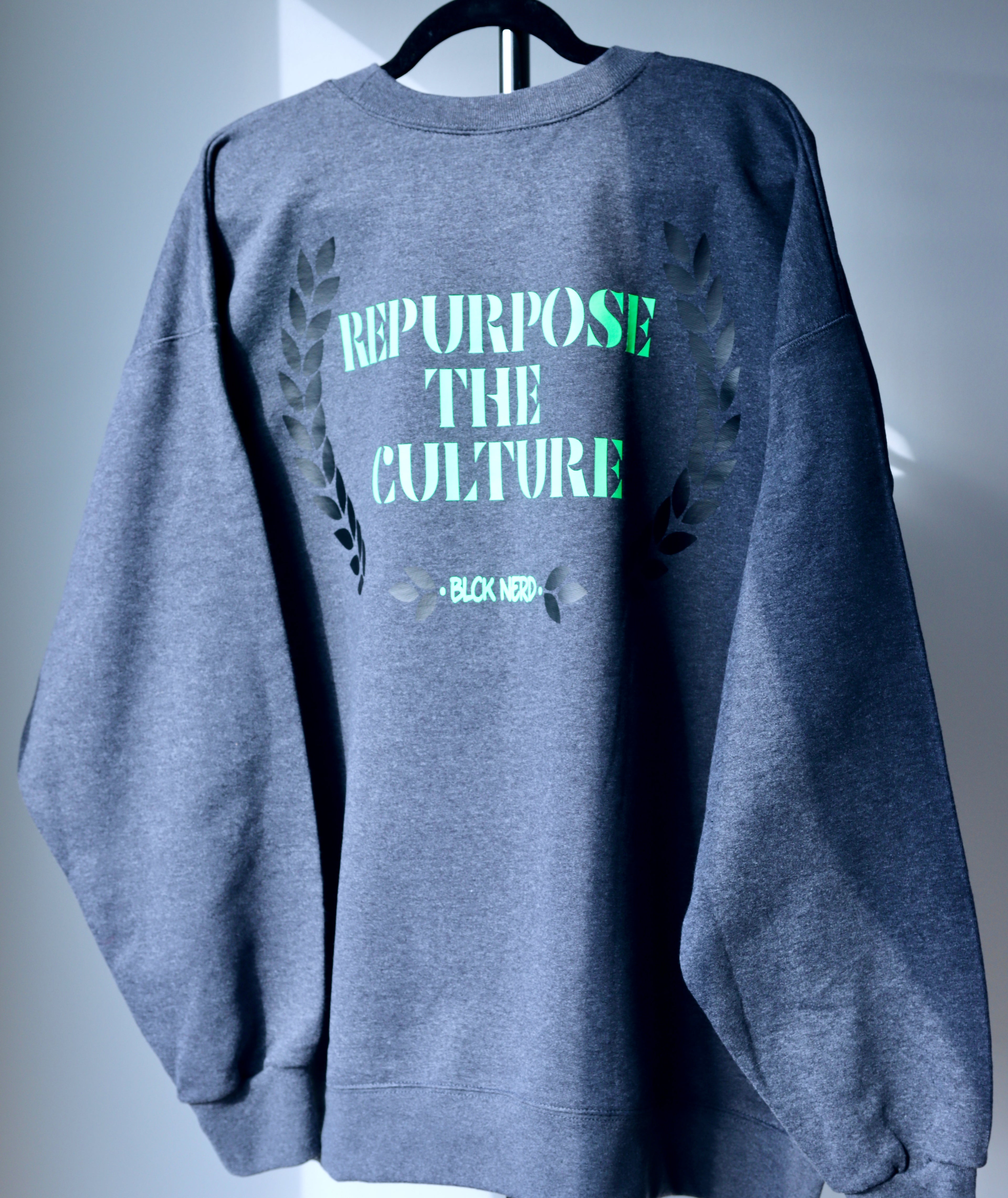 BLCK NERD CREWNECK BLOCK CHEST RTP BACK drk grey/lime/blk