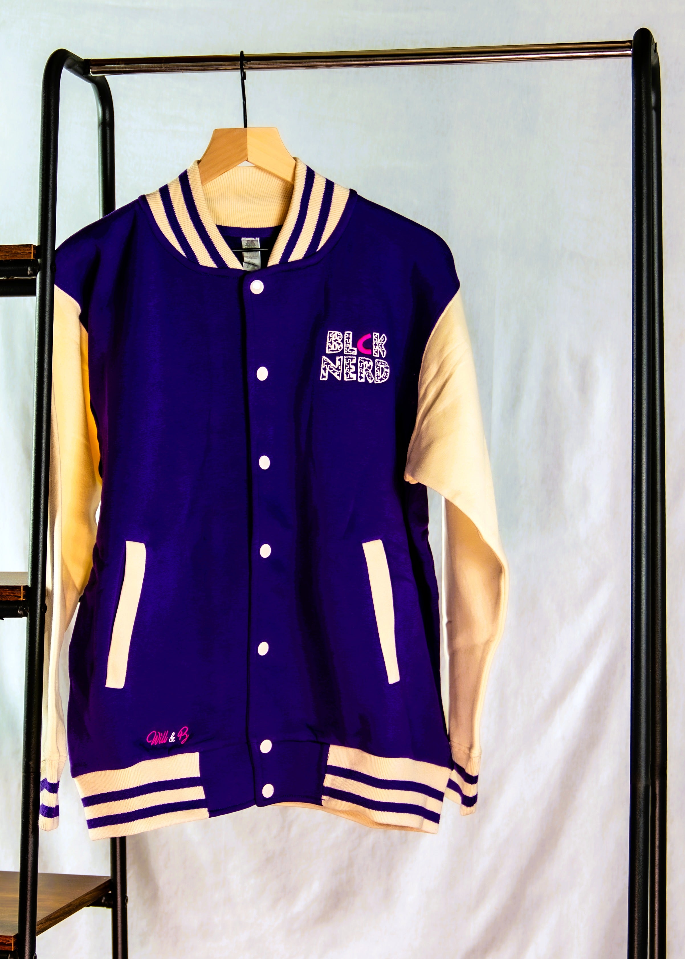 BN VARSITY JACKET COTTON SLEEVES FLORAL nav/crm