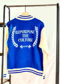 BN VARSITY JACKET RTP COTTON SLEEVES roy/crm/wht