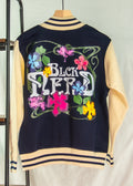 BN VARSITY JACKET FLORAL COTTN SLEEVES blcl/crm